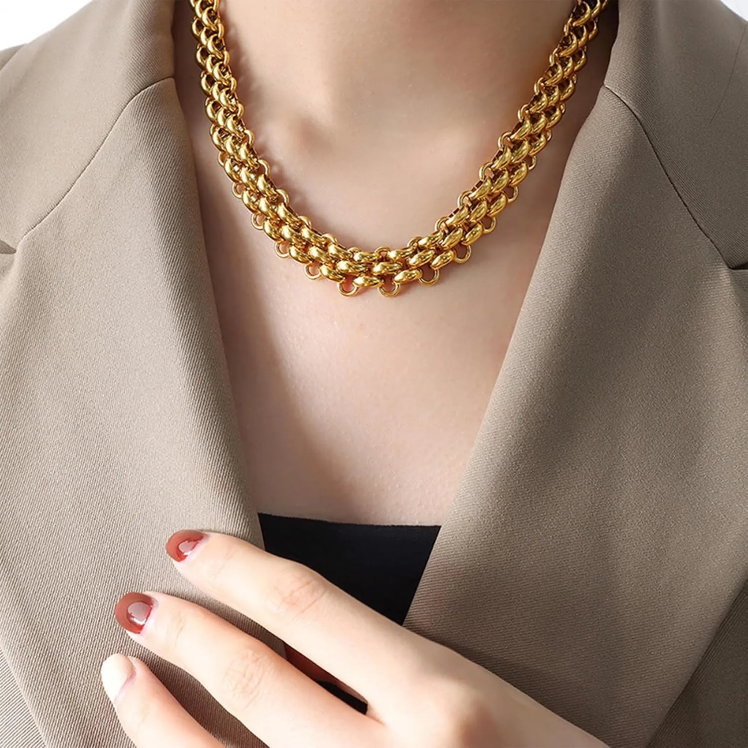 Chunky Gold Necklace for Women - Cross Necklace, Heart Necklace, Evil Eye Necklace, Gold Starfish Necklace 18K Gold Plated Necklaces Jewelry Gifts for Women
