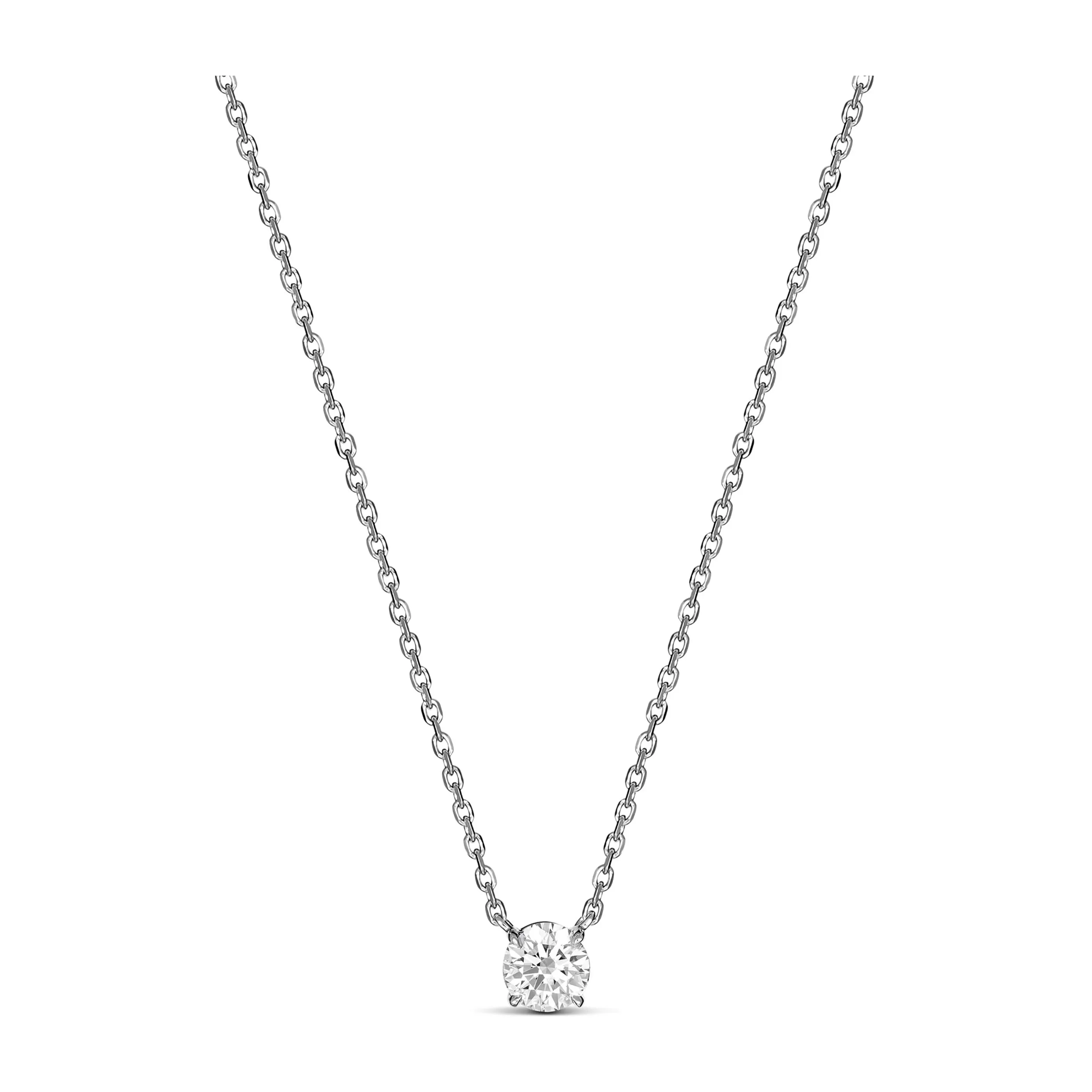 Classic 4 Claw Diamond Pendant Necklace | White Gold