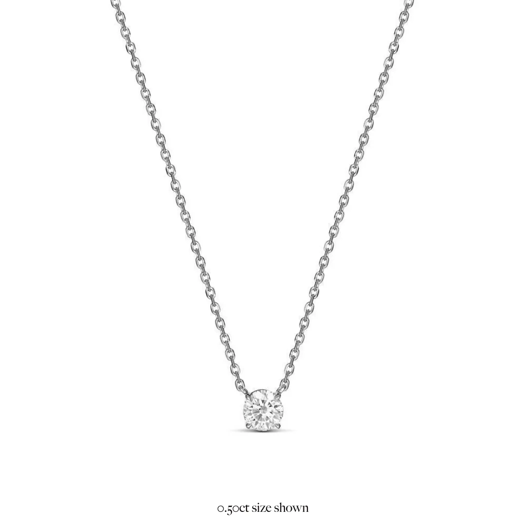 Classic 4 Claw Diamond Pendant Necklace | White Gold