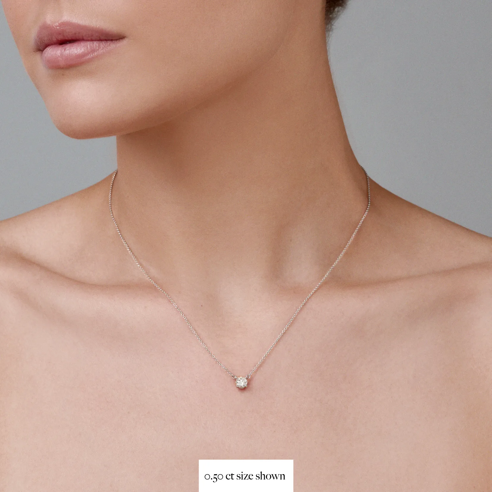 Classic 4 Claw Diamond Pendant Necklace | White Gold