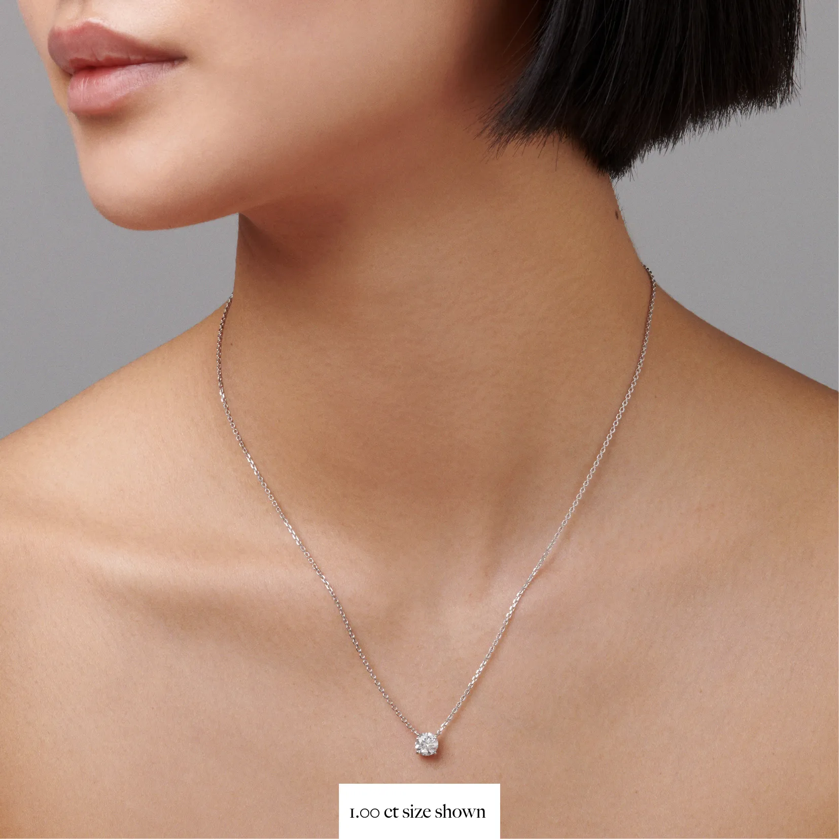 Classic 4 Claw Diamond Pendant Necklace | White Gold