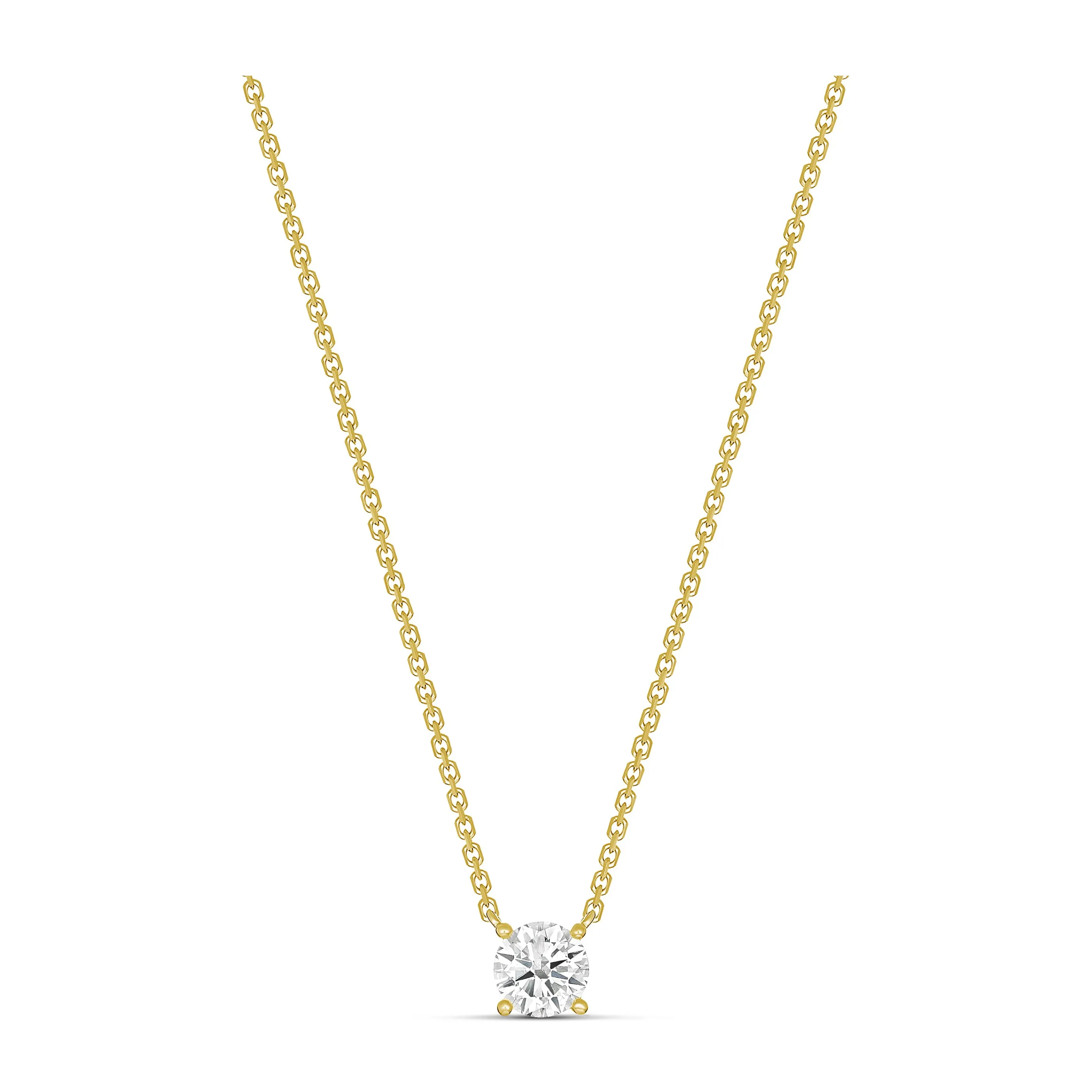 Classic 4 Claw Diamond Pendant Necklace | White Gold