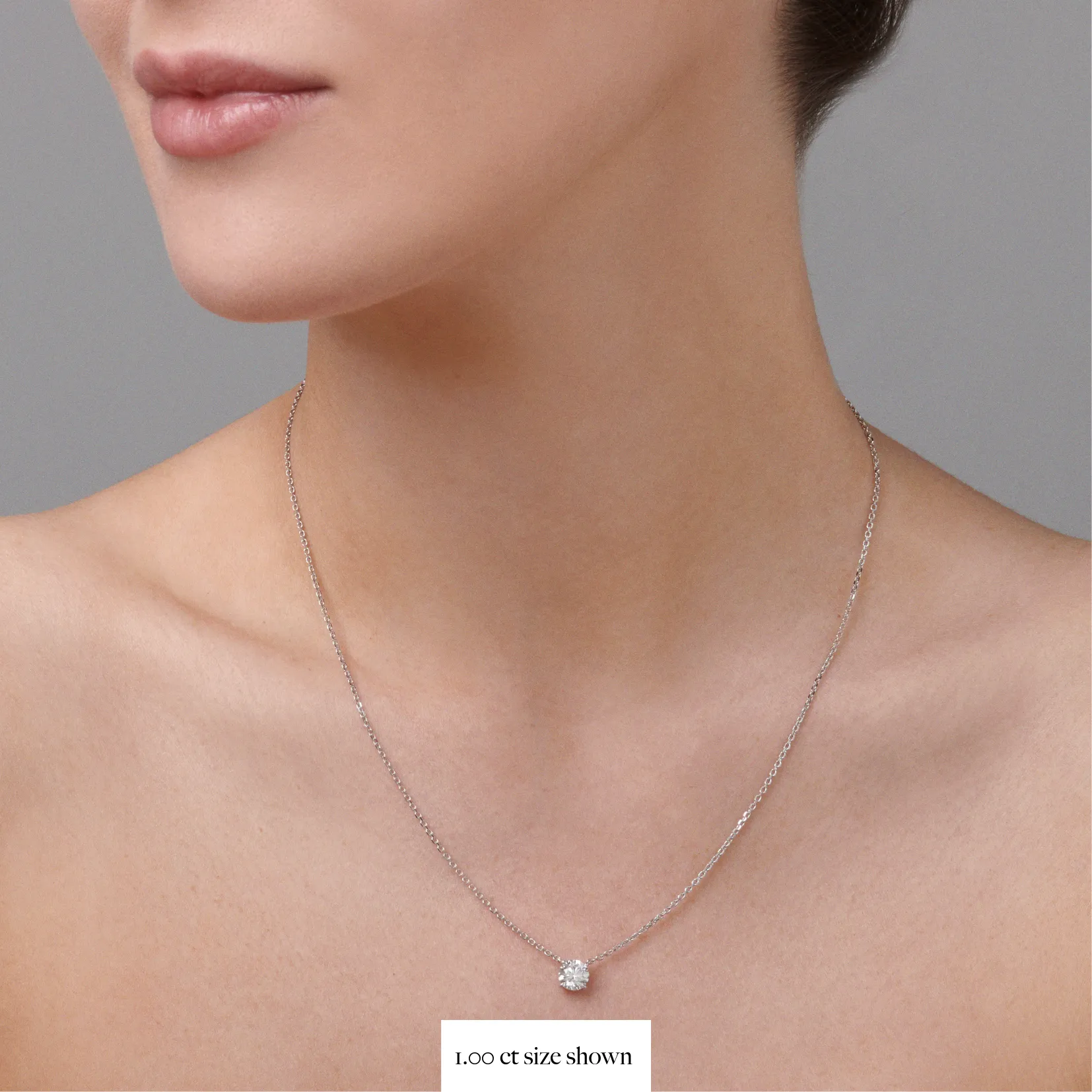 Classic 4 Claw Diamond Pendant Necklace | White Gold