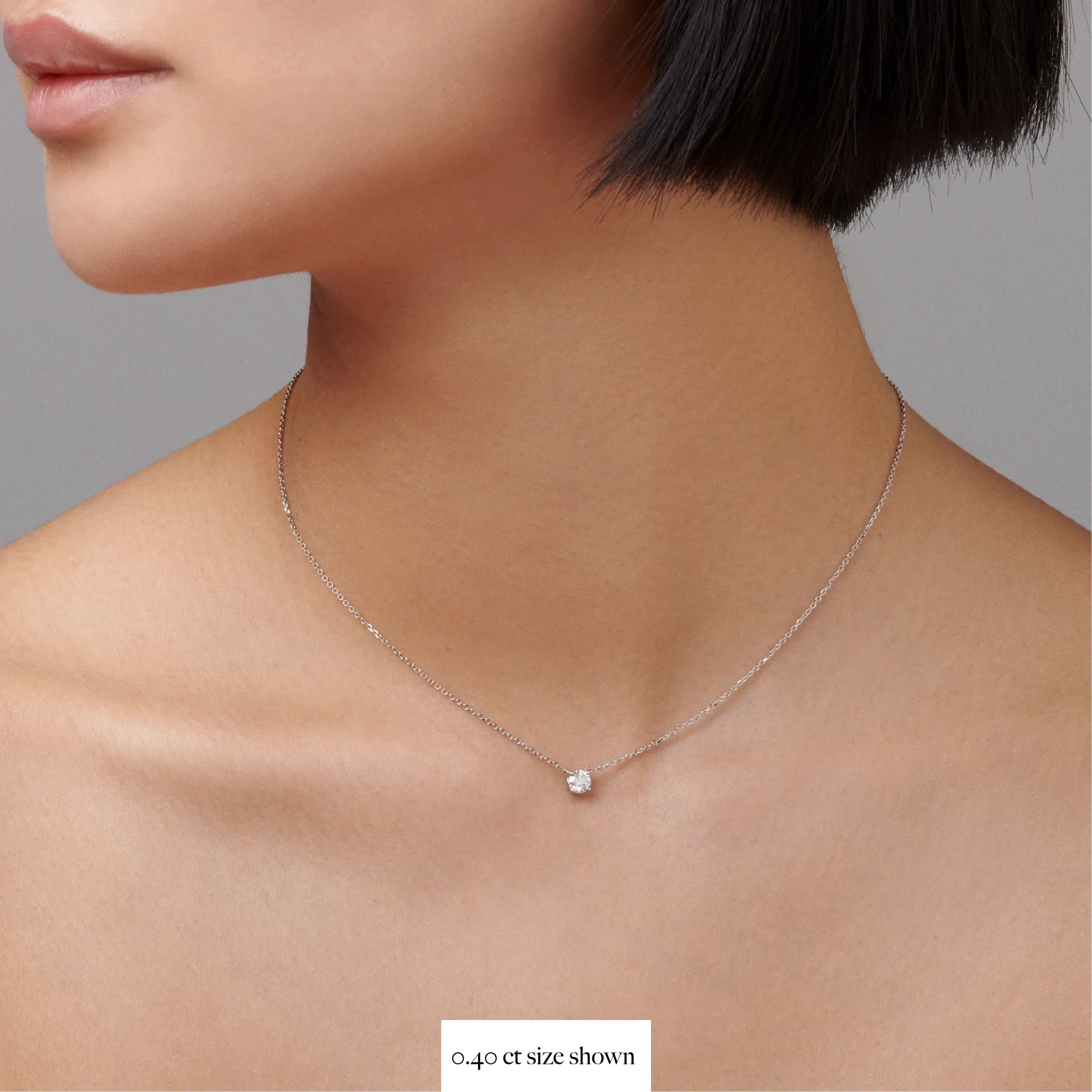 Classic 4 Claw Diamond Pendant Necklace | White Gold