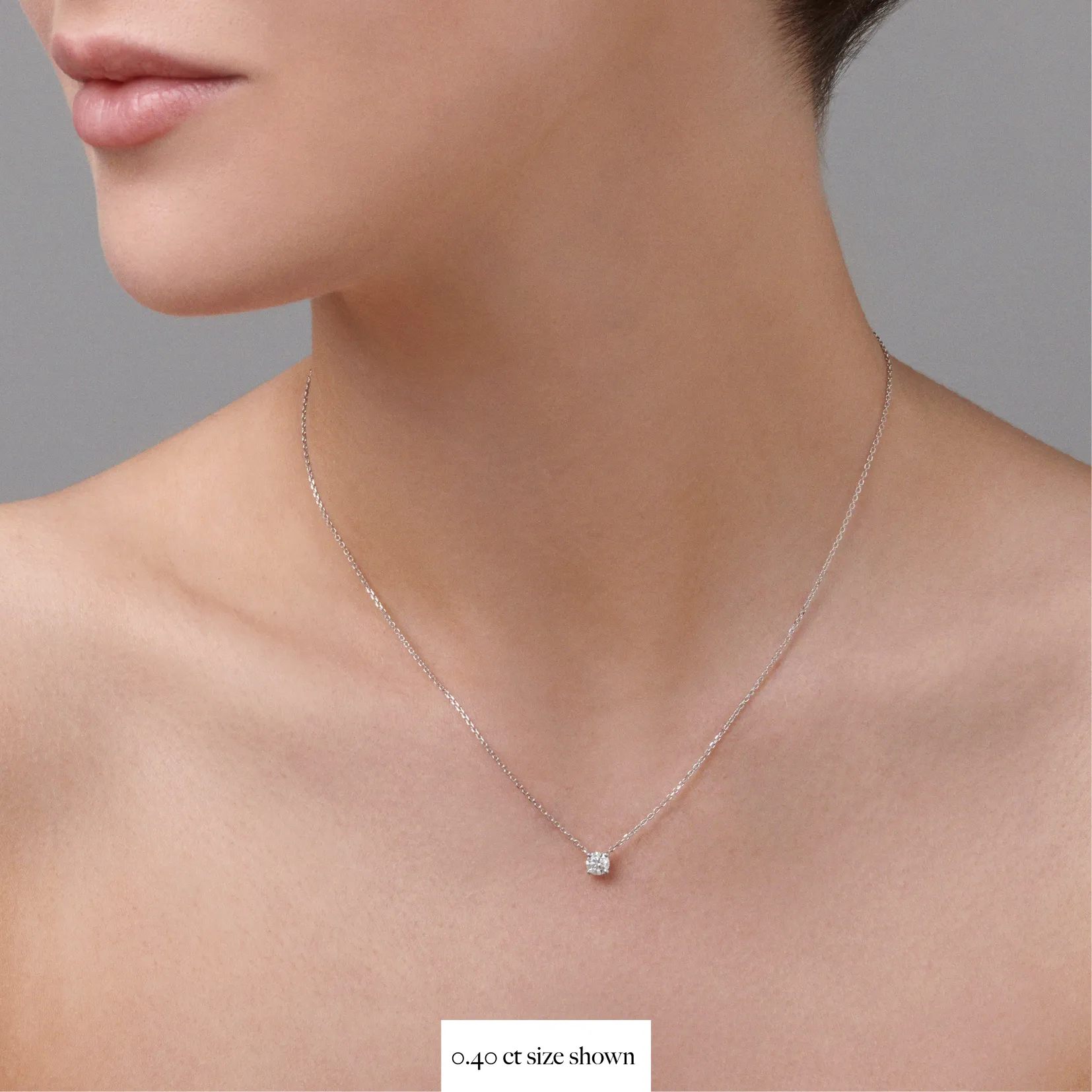 Classic 4 Claw Diamond Pendant Necklace | White Gold