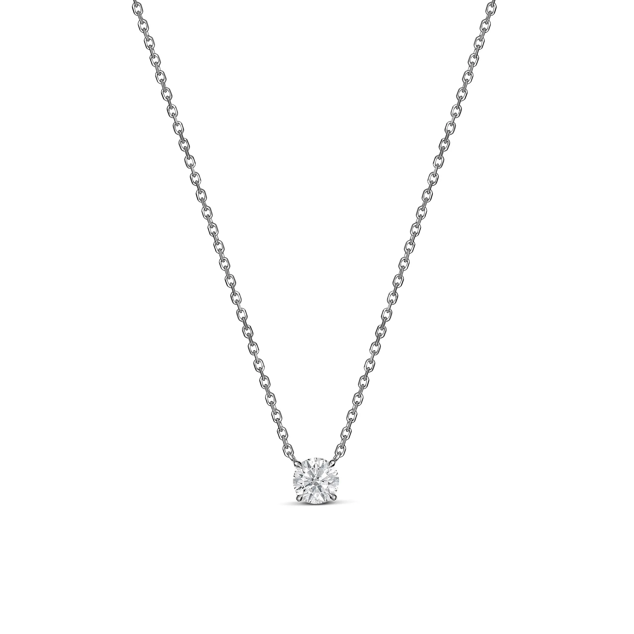 Classic 4 Claw Diamond Pendant Necklace | White Gold