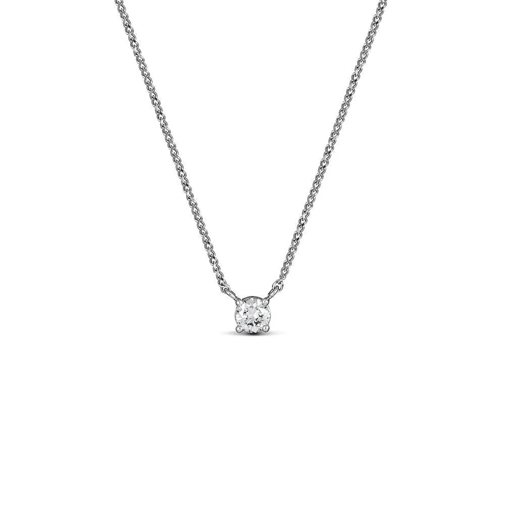 Classic 4 Claw Diamond Pendant Necklace | White Gold