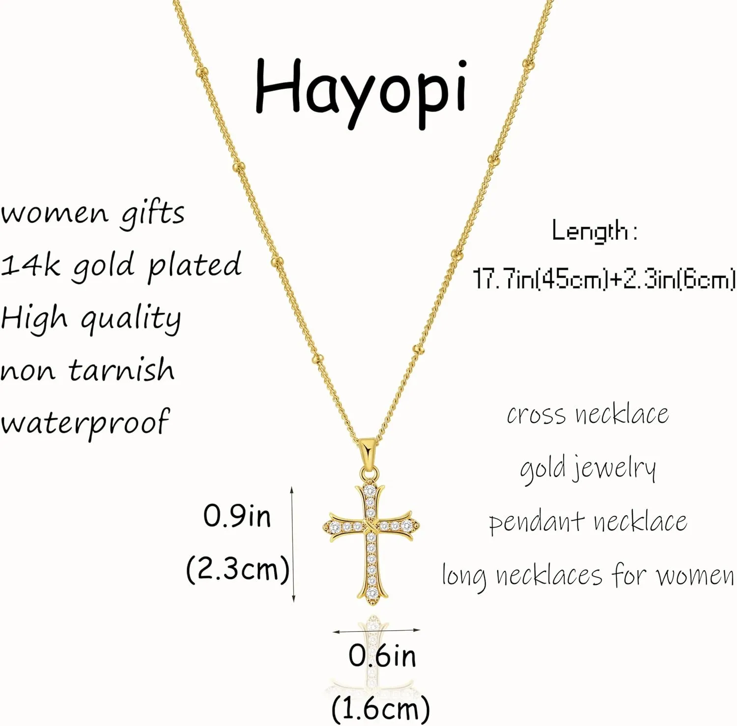 Cross Necklace for Women Trendy,Dainty 14K Gold Plated Cross Pendant Cute Choker Necklace Simple Sideway Cross Necklaces for Women Gold Jewelry Baptism Gifts