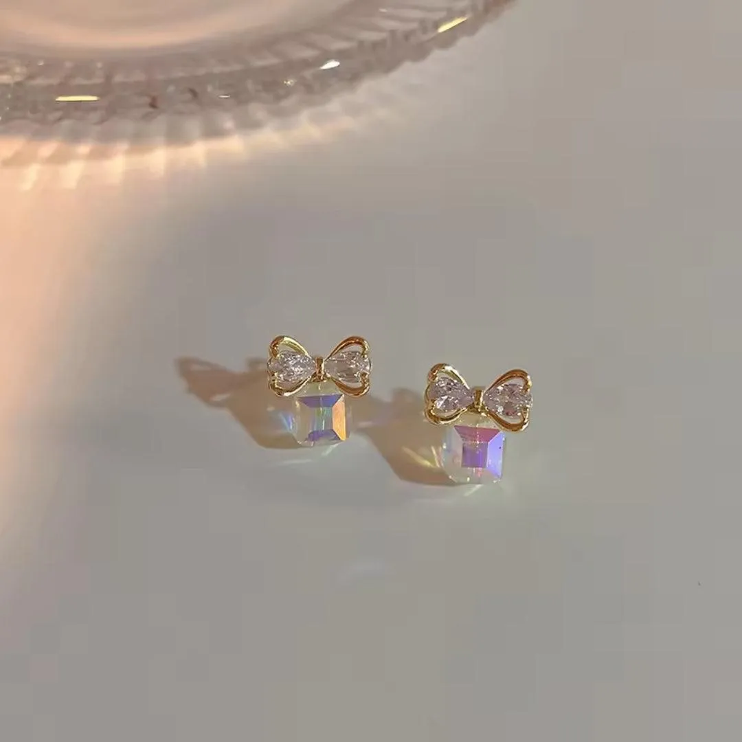 Crystal Bow Stud Earrings