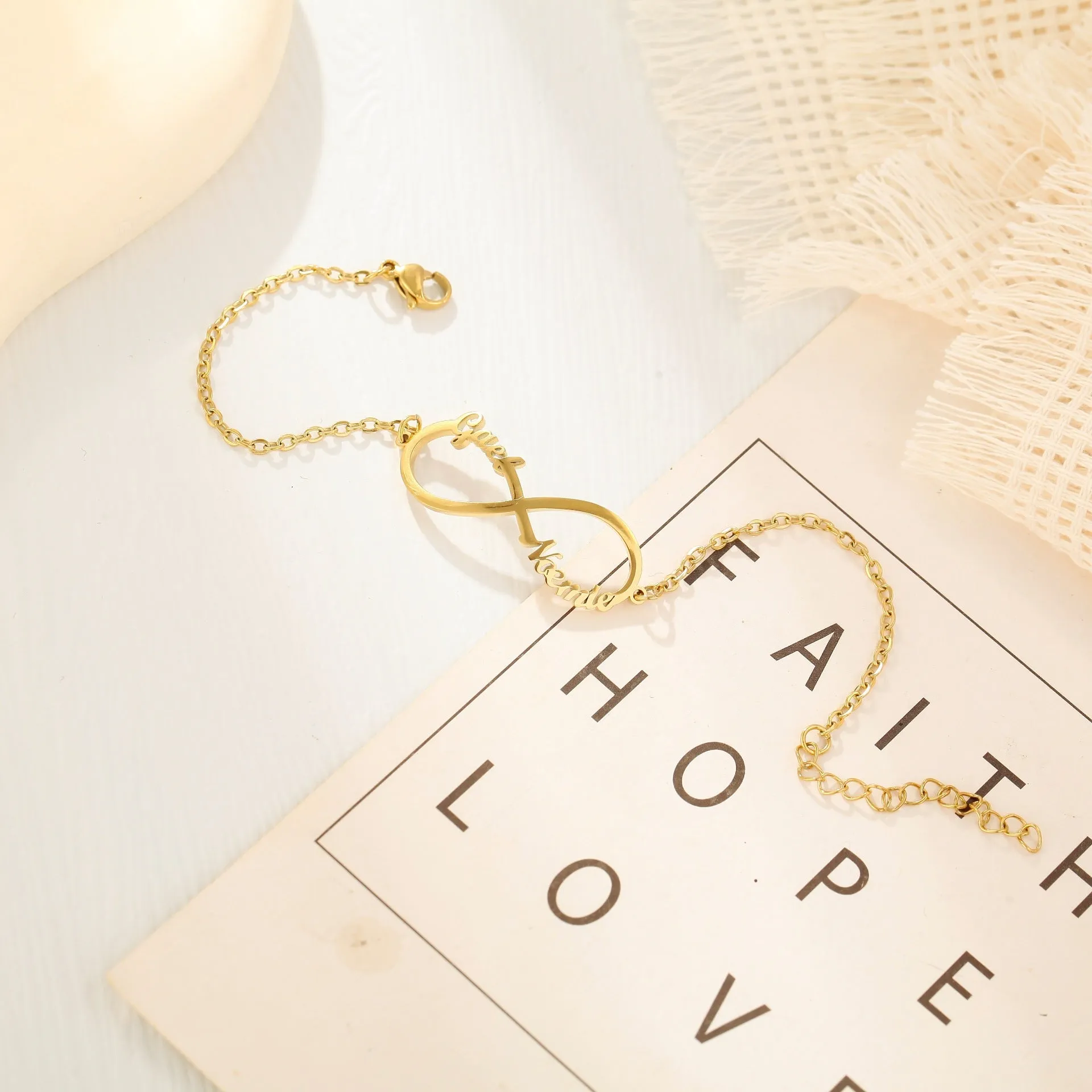 Customized 4 Name infinity bracelet for women