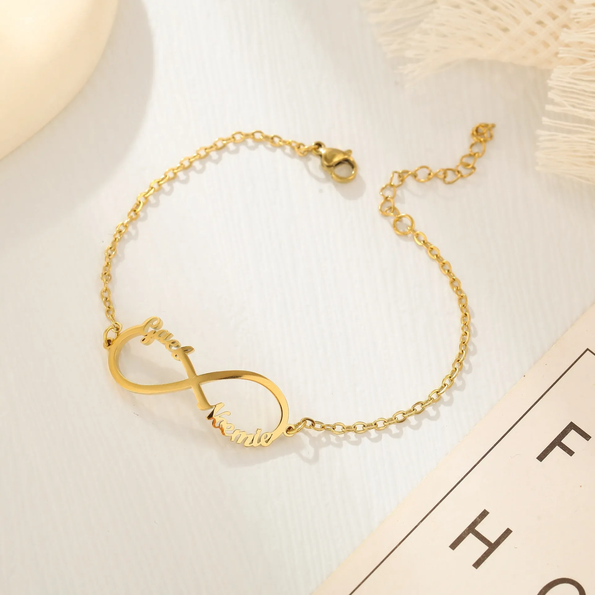 Customized 4 Name infinity bracelet for women