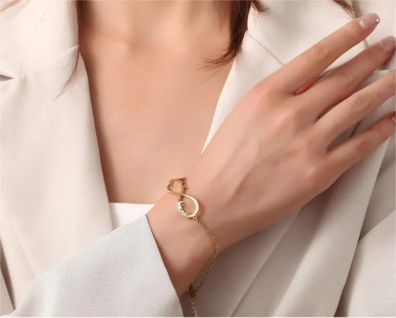 Customized 4 Name infinity bracelet for women
