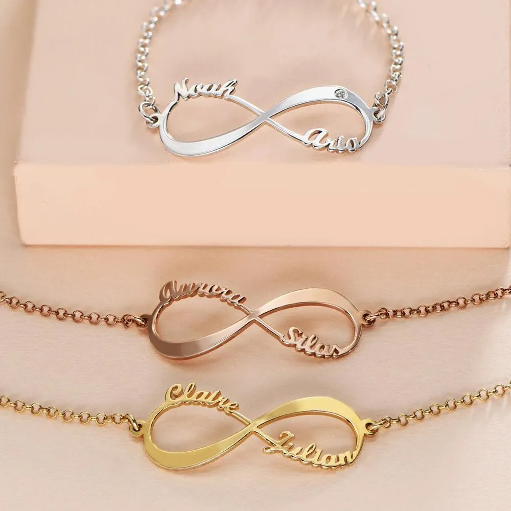 Customized 4 Name infinity bracelet for women