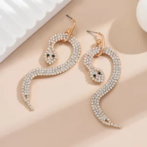 Dazzling Snake-Shaped Crystal Earrings-jlt11876