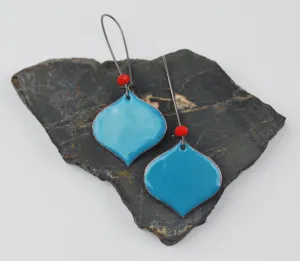 Denim Blue Enameled Onion Earring on Oxidized Silver Hook