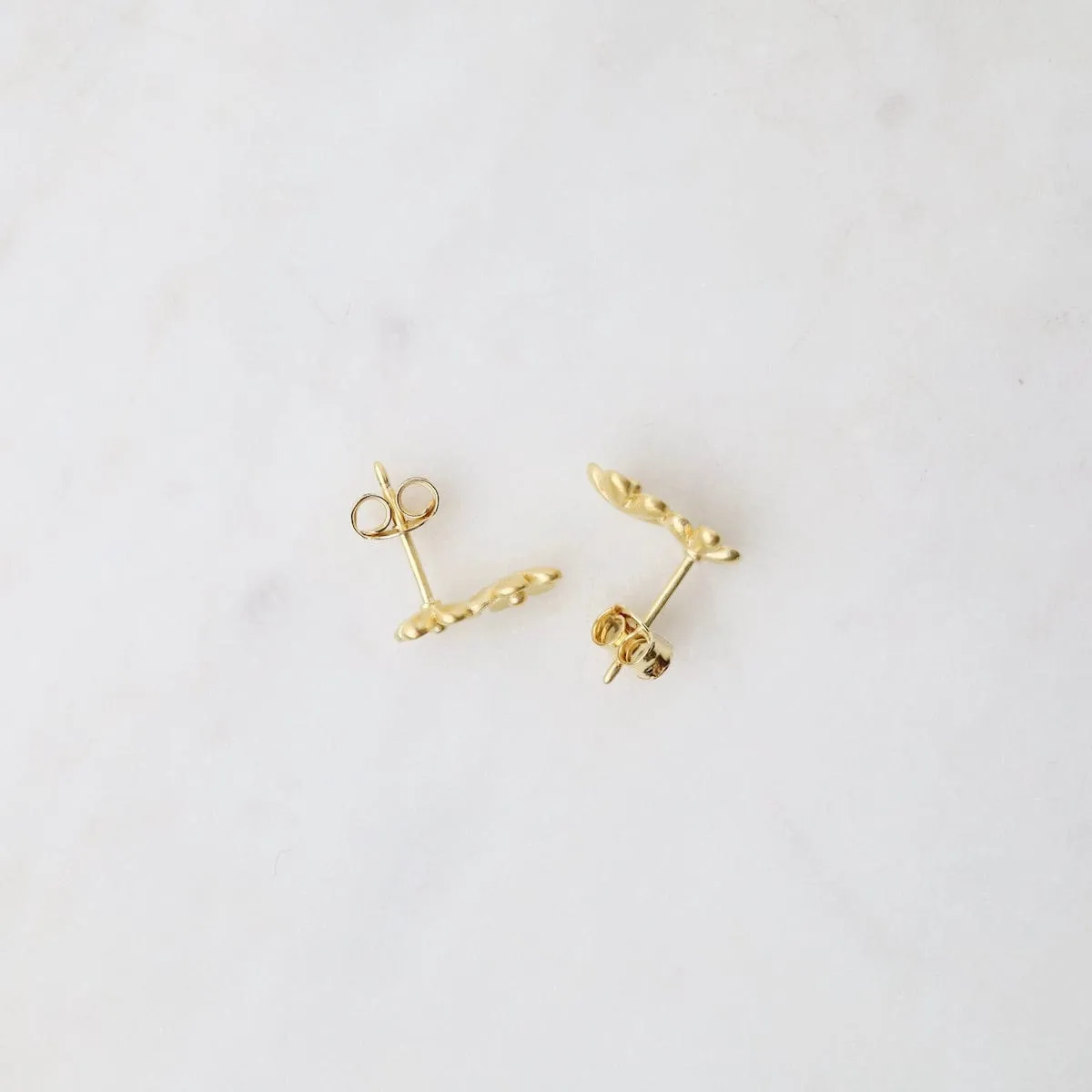 Double Forget-Me-Not Stud Earrings - Brushed Gold Vermeil