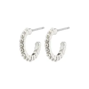 Ekta Silver Plated Pearl Hoops