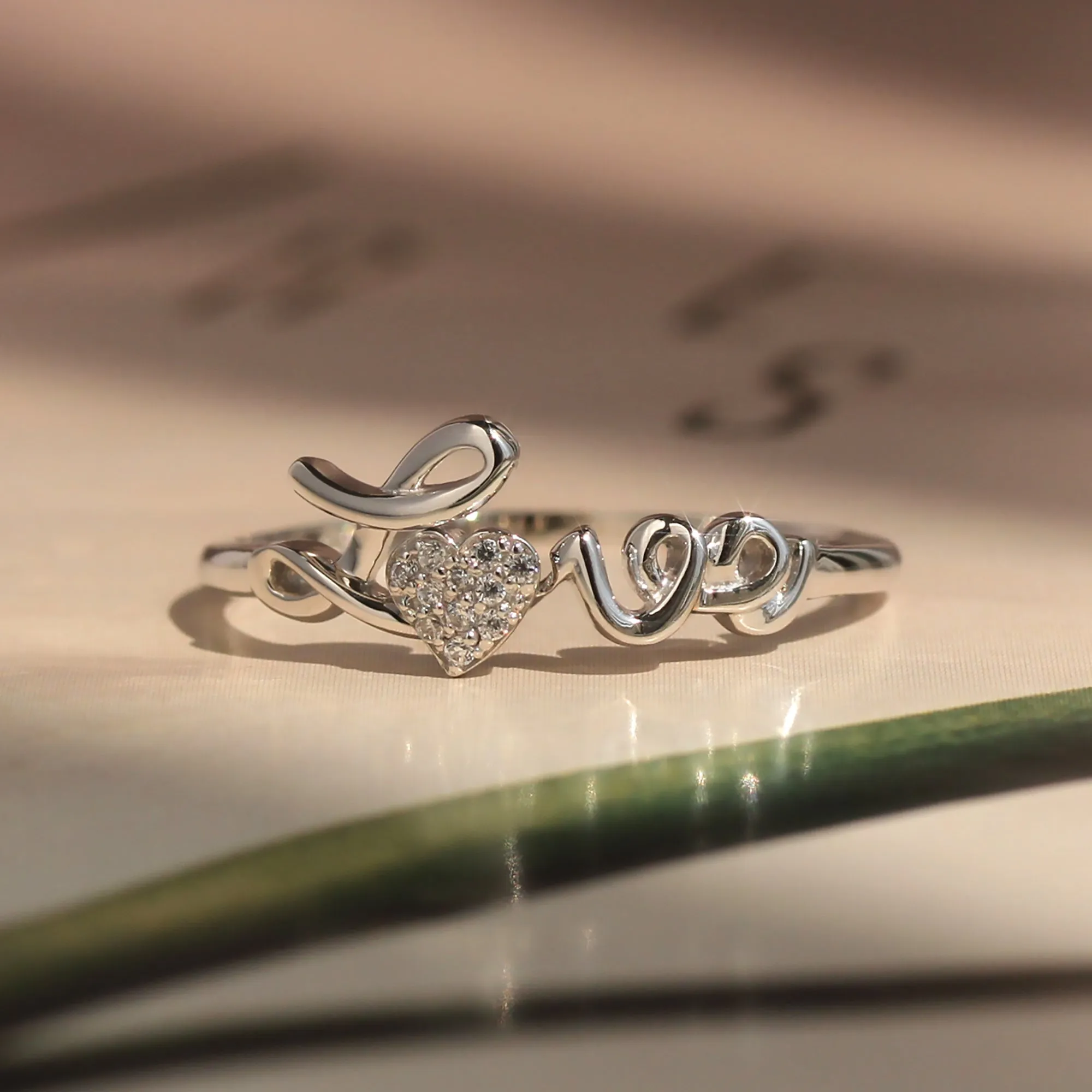Elegant Cursive LOVE Script Ring