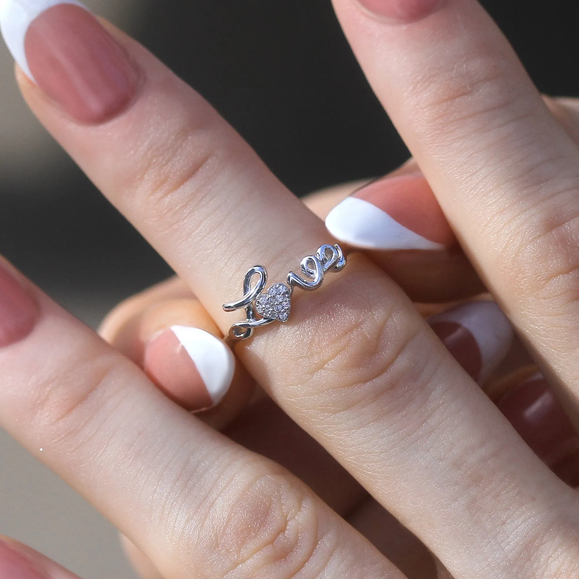 Elegant Cursive LOVE Script Ring