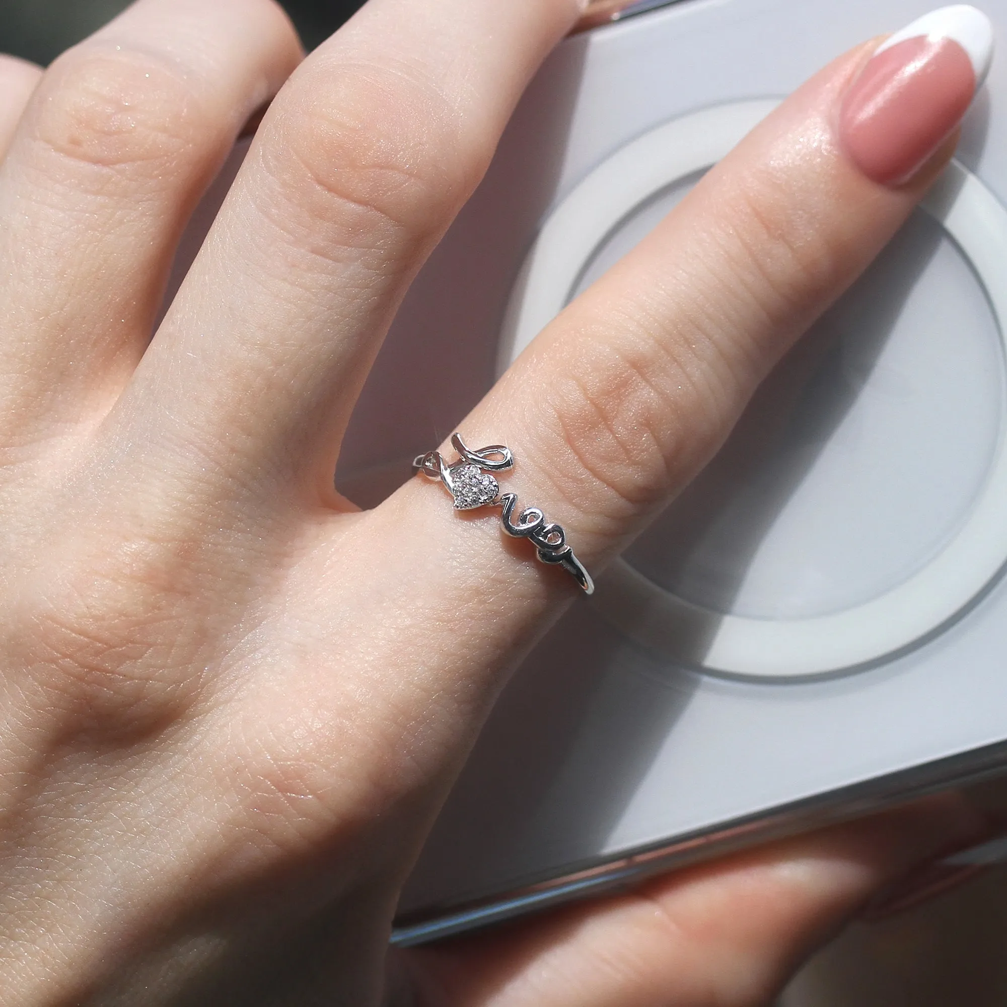 Elegant Cursive LOVE Script Ring