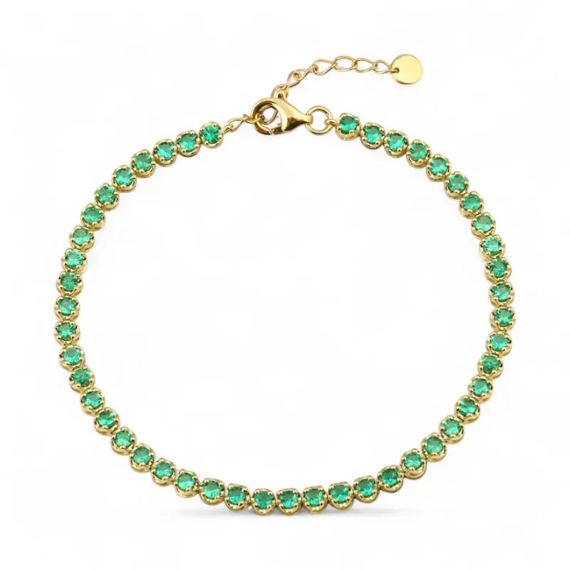 Emerald Green Crown Set Tennis Bracelet