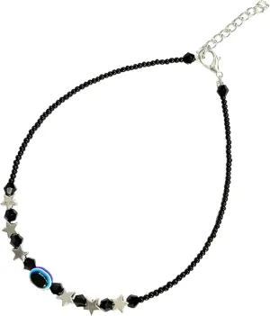 Evil Eye Anklet Bracelet Handmade Black Beads Crystal Adjustable Foot Jewelry Waterproof Chain Anklets Jewelry Gifts for Her Women Mom Wife Girlfriend Summer Beach