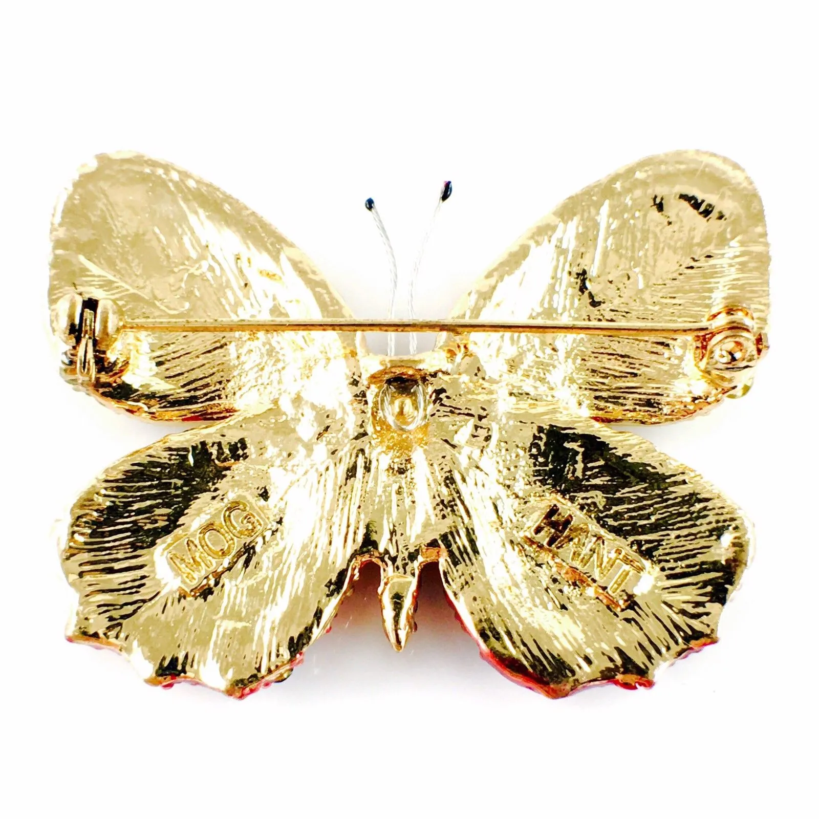 Fairy Butterfly Brooch Swarovski Crystal gold base multi colors Fuchsia Magenta Brown Blue