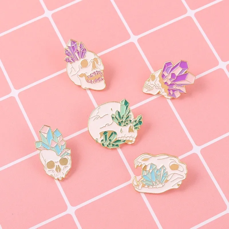 Fashion Pin Crystal Skull Alloy Plating Unisex Brooches