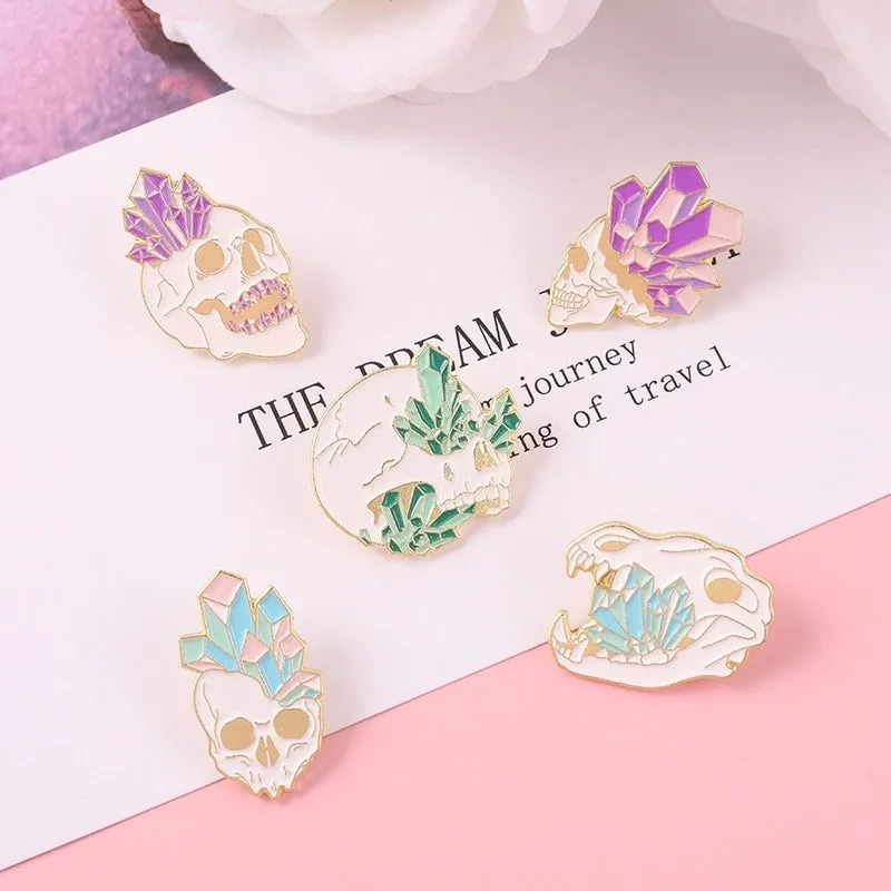 Fashion Pin Crystal Skull Alloy Plating Unisex Brooches