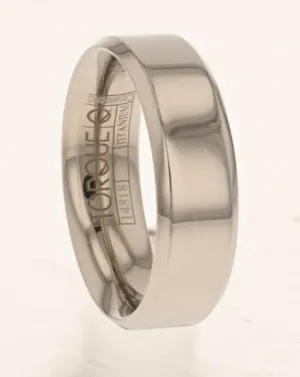 Flat Titanium Band with Polished Center and Beveled Edges - 6mm