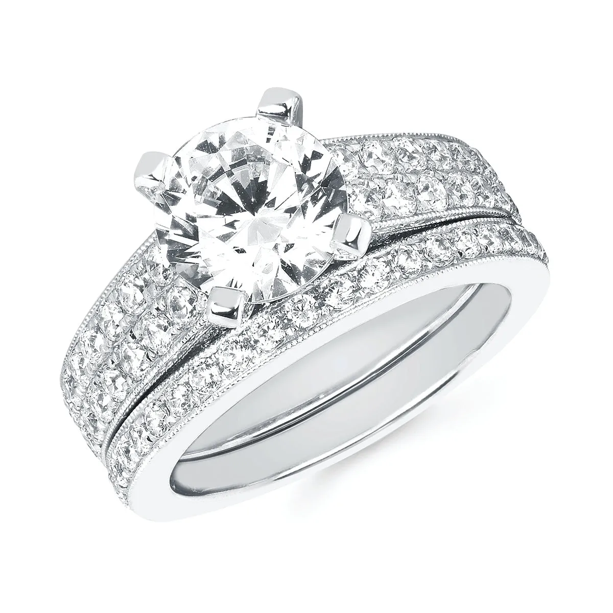 Forever Elegant&trade; 1 1/10 Ctw. Diamond Semi Mount shown with 2Ct. Round Center Diamond in 14K Gold