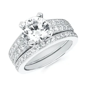 Forever Elegant&trade; 1 1/10 Ctw. Diamond Semi Mount shown with 2Ct. Round Center Diamond in 14K Gold