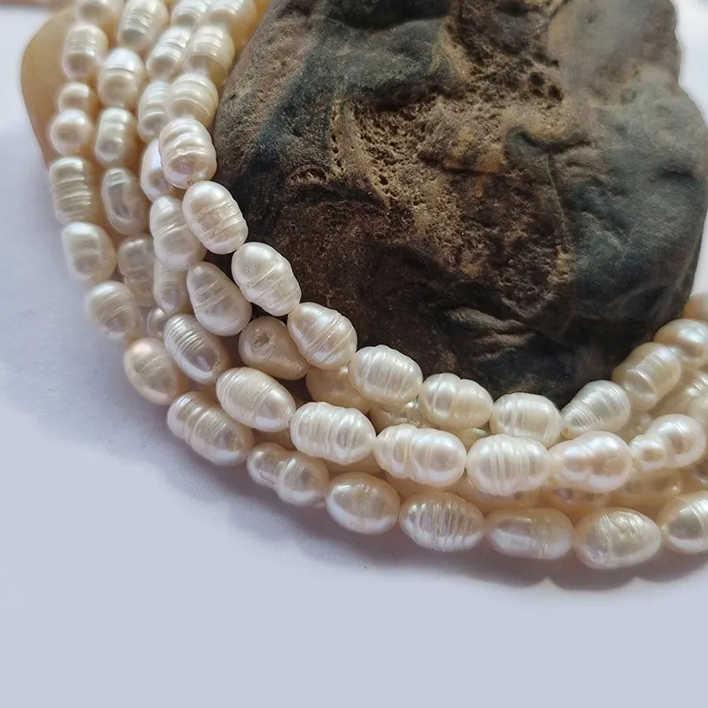 Freshwater, Pear, Real, Pearl, Sold, Per, Line, about,  41 Beads, String, Oval Natural, Color Size, Approximately 6x9mm