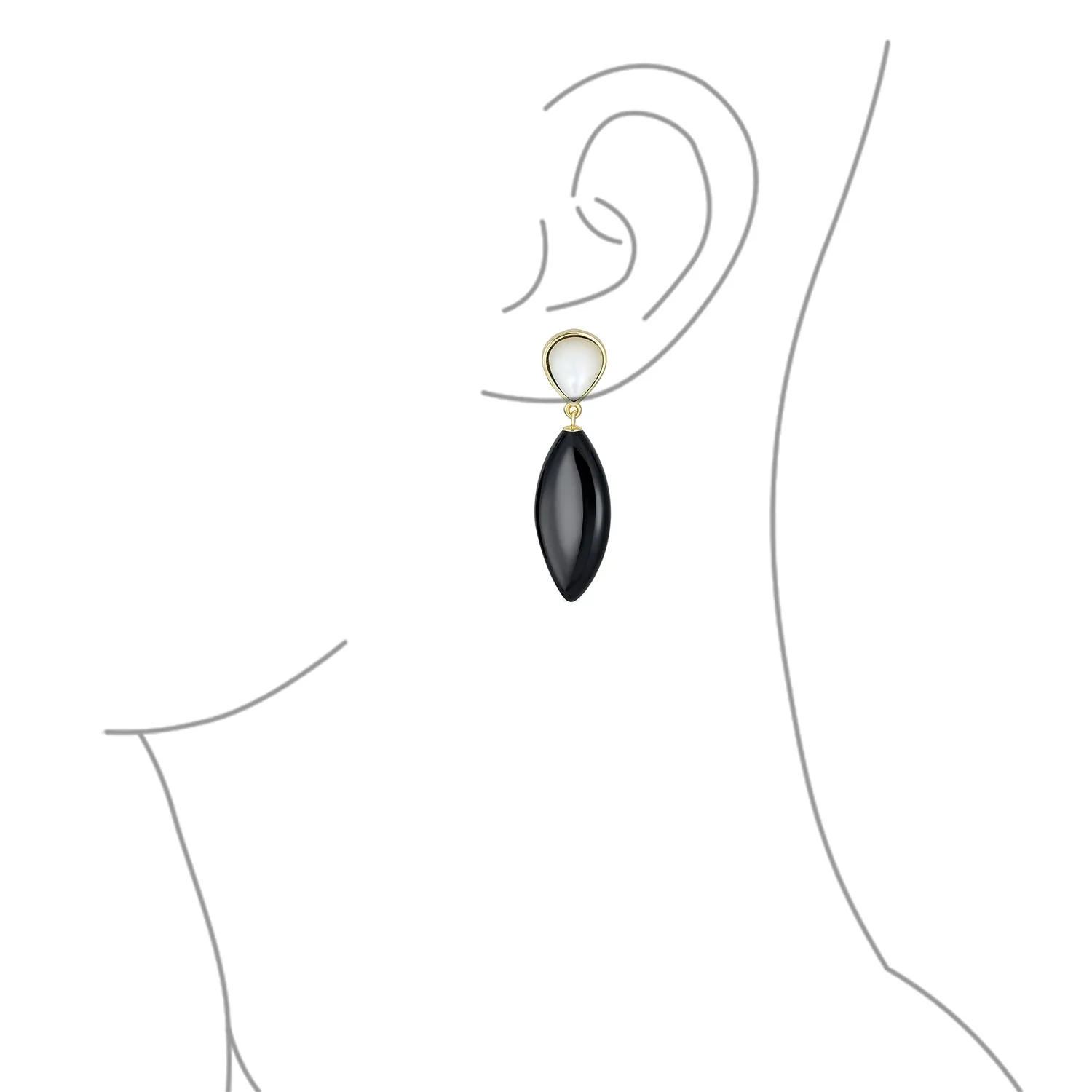 Geometric Rhombus Teardrop Gemstone CZ Dangling Earrings Gold Plated