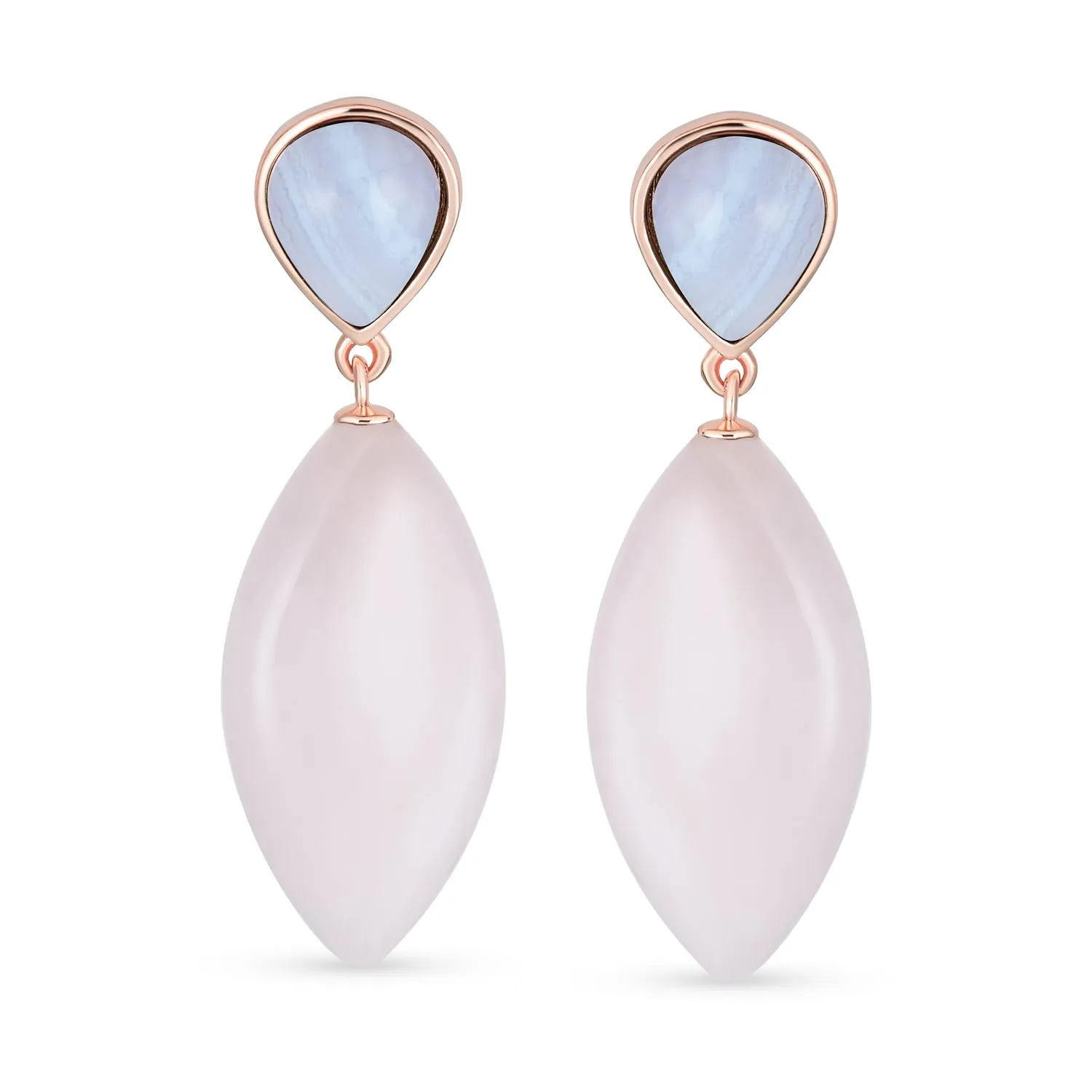 Geometric Rhombus Teardrop Gemstone CZ Dangling Earrings Gold Plated