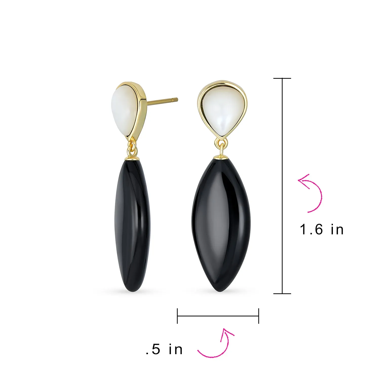 Geometric Rhombus Teardrop Gemstone CZ Dangling Earrings Gold Plated