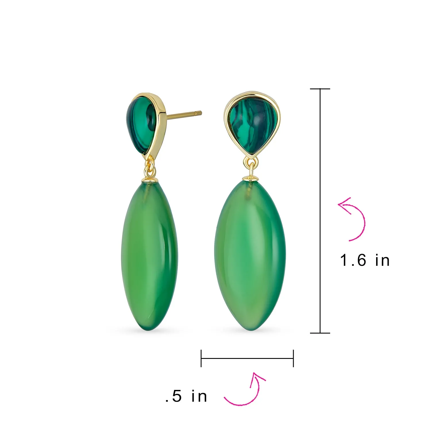 Geometric Rhombus Teardrop Gemstone CZ Dangling Earrings Gold Plated