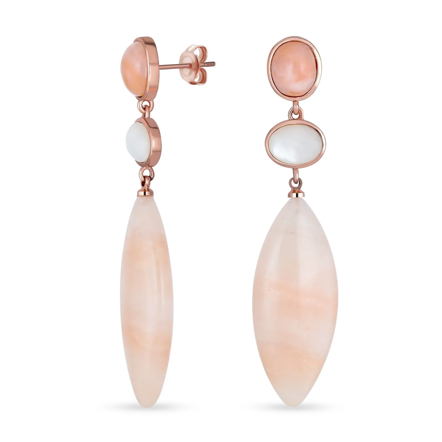 Geometric Rhombus Teardrop Gemstone CZ Dangling Earrings Gold Plated
