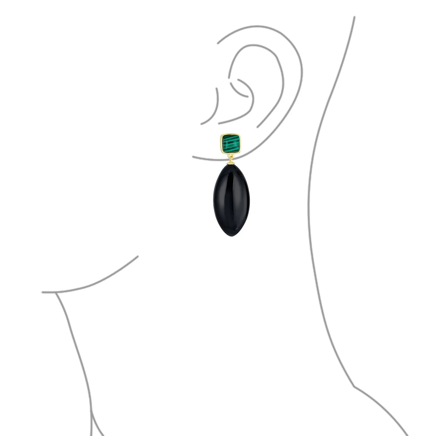 Geometric Rhombus Teardrop Gemstone CZ Dangling Earrings Gold Plated