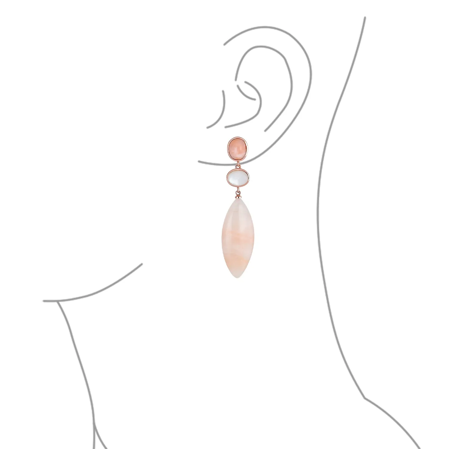 Geometric Rhombus Teardrop Gemstone CZ Dangling Earrings Gold Plated