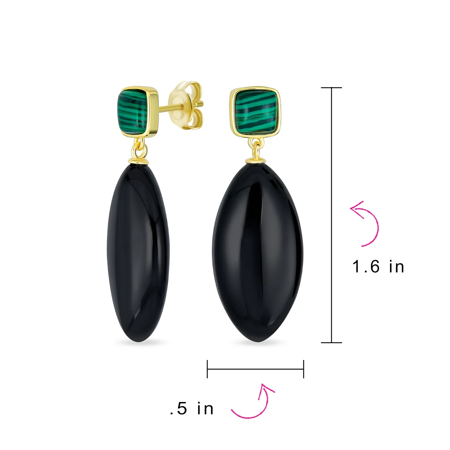 Geometric Rhombus Teardrop Gemstone CZ Dangling Earrings Gold Plated
