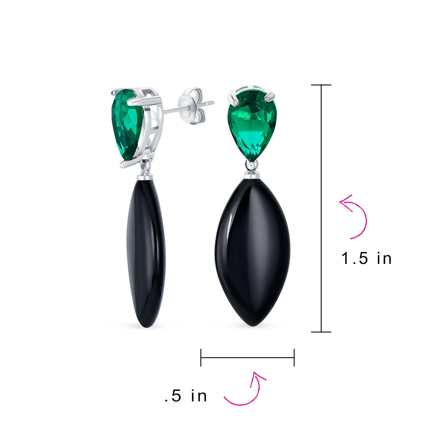 Geometric Rhombus Teardrop Gemstone CZ Dangling Earrings Gold Plated