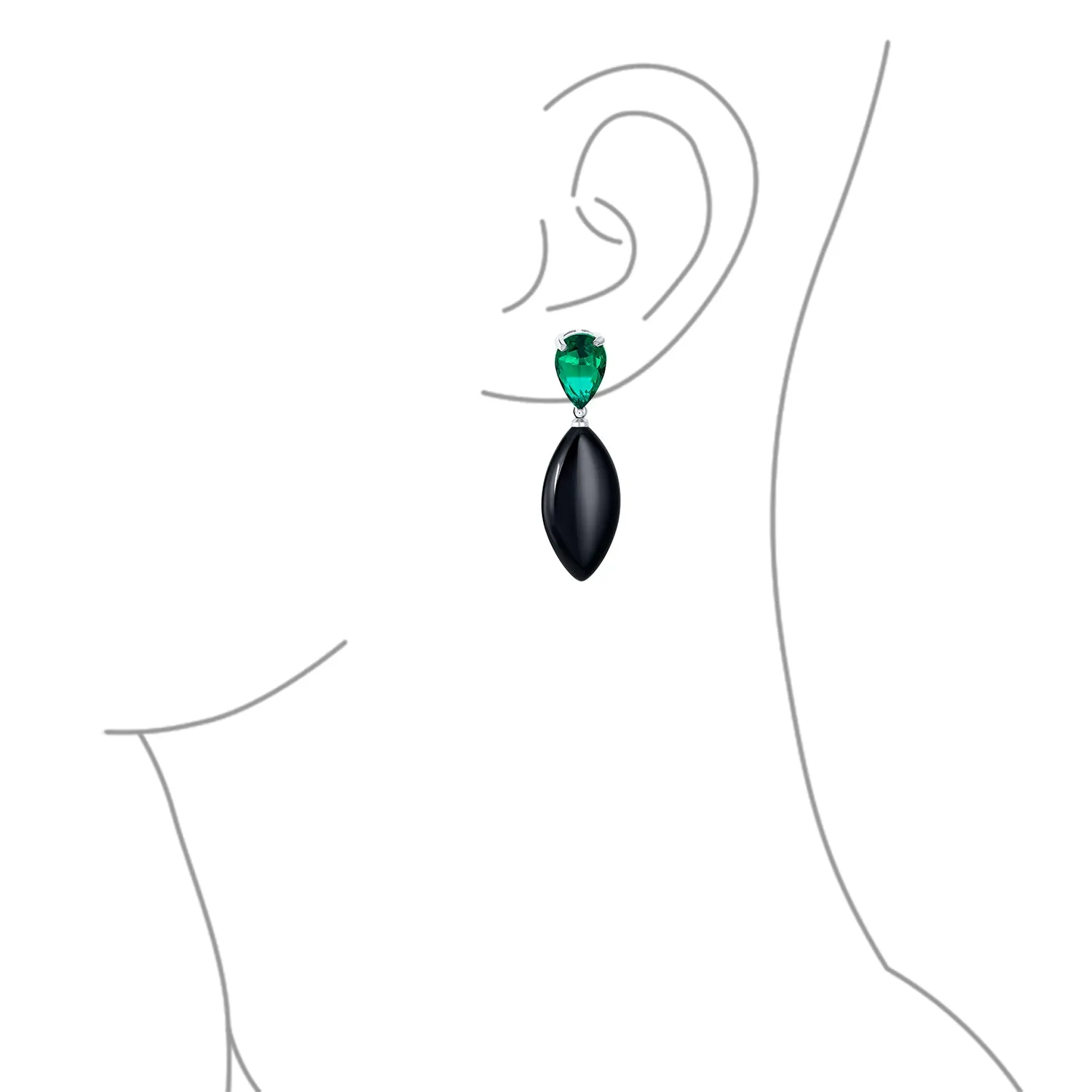 Geometric Rhombus Teardrop Gemstone CZ Dangling Earrings Gold Plated