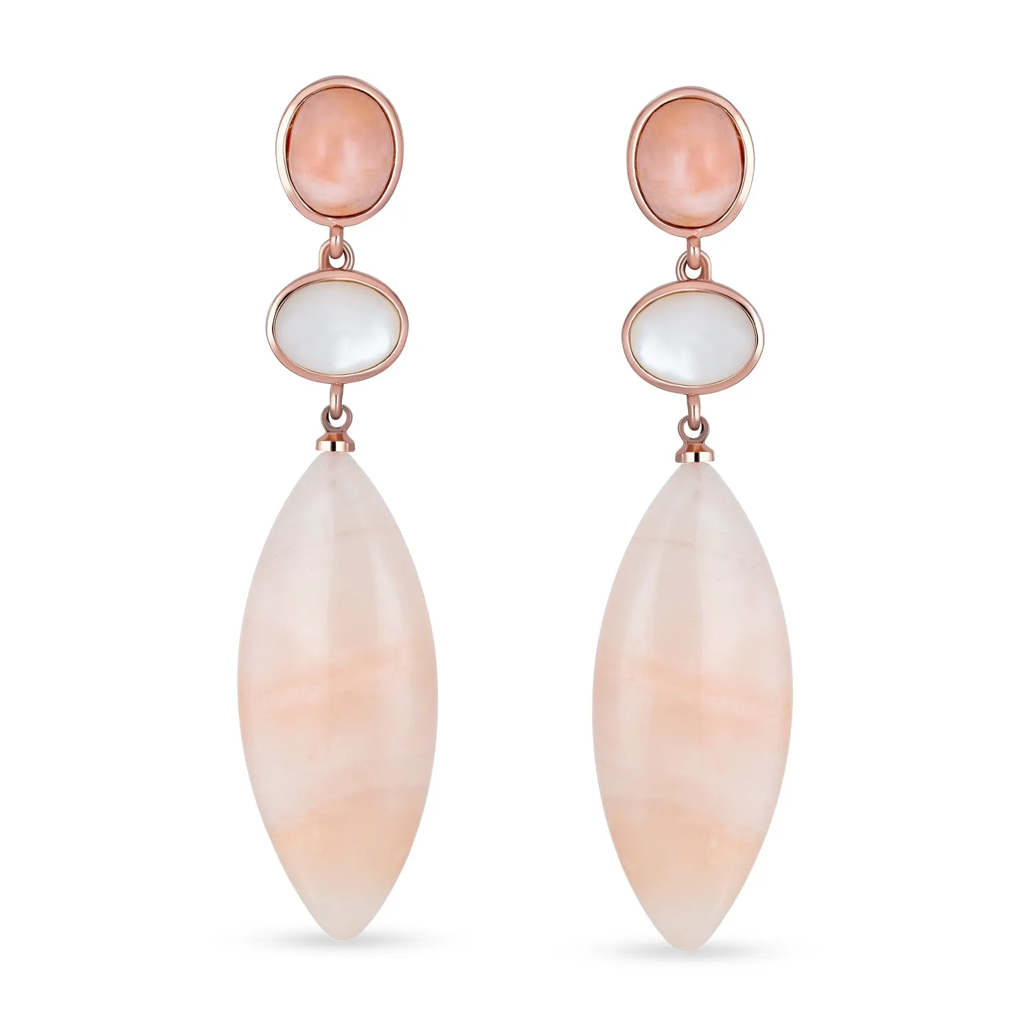 Geometric Rhombus Teardrop Gemstone CZ Dangling Earrings Gold Plated