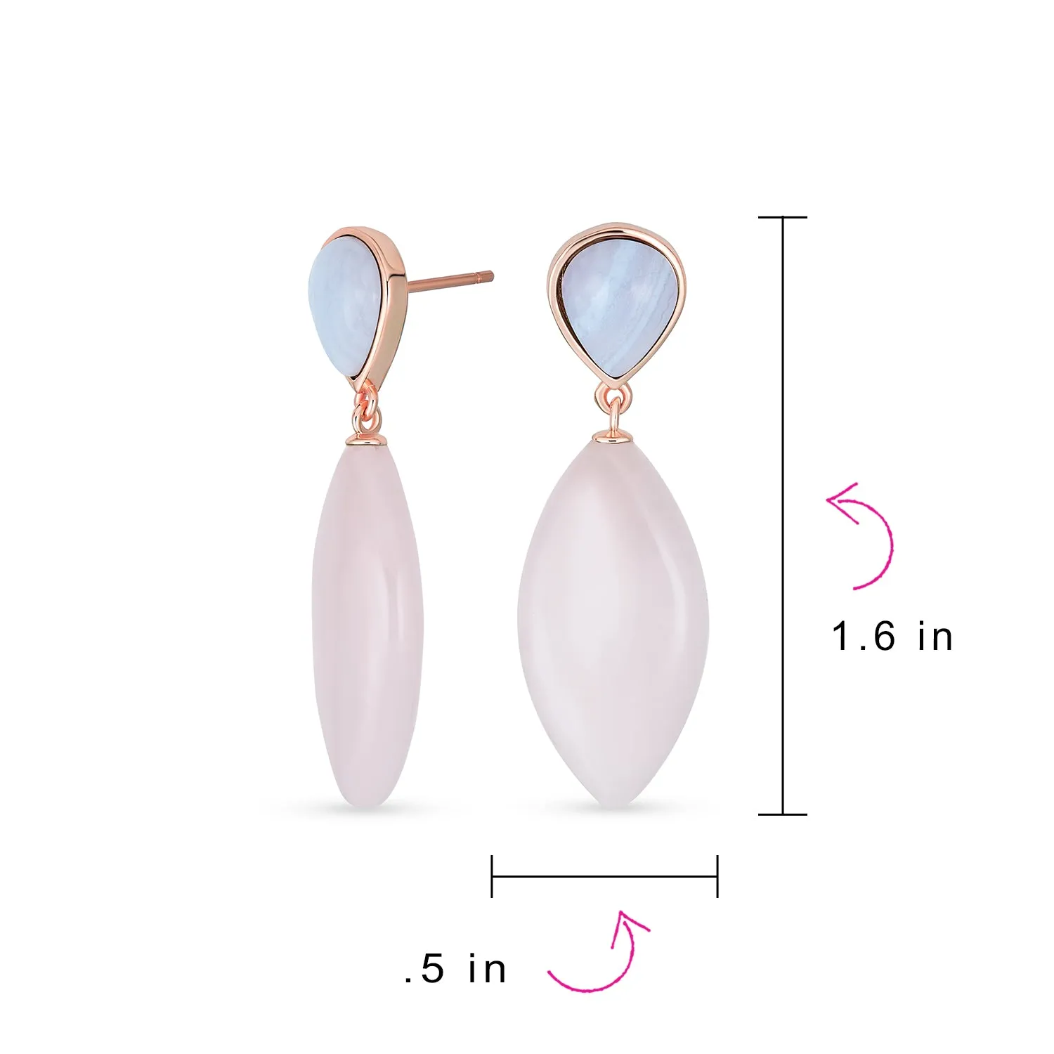 Geometric Rhombus Teardrop Gemstone CZ Dangling Earrings Gold Plated