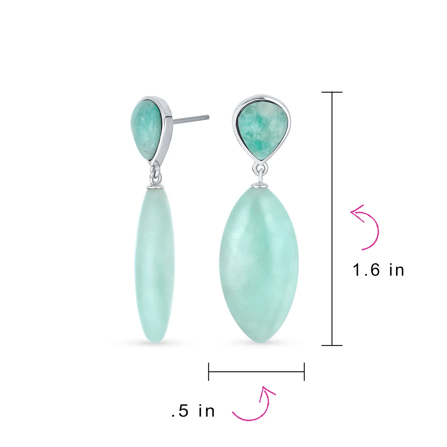 Geometric Rhombus Teardrop Gemstone CZ Dangling Earrings Gold Plated