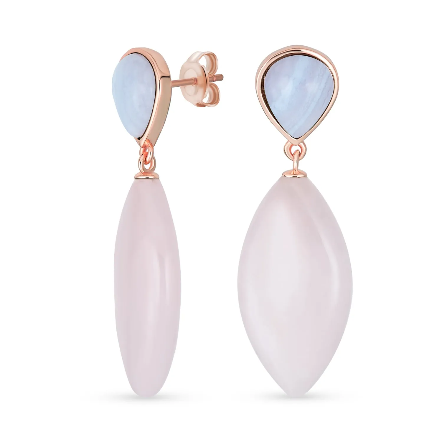 Geometric Rhombus Teardrop Gemstone CZ Dangling Earrings Gold Plated