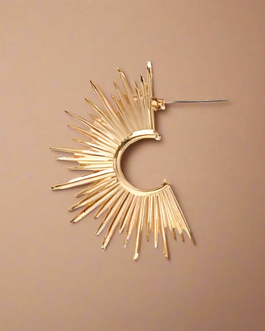Gold Burst Hoop Earrings