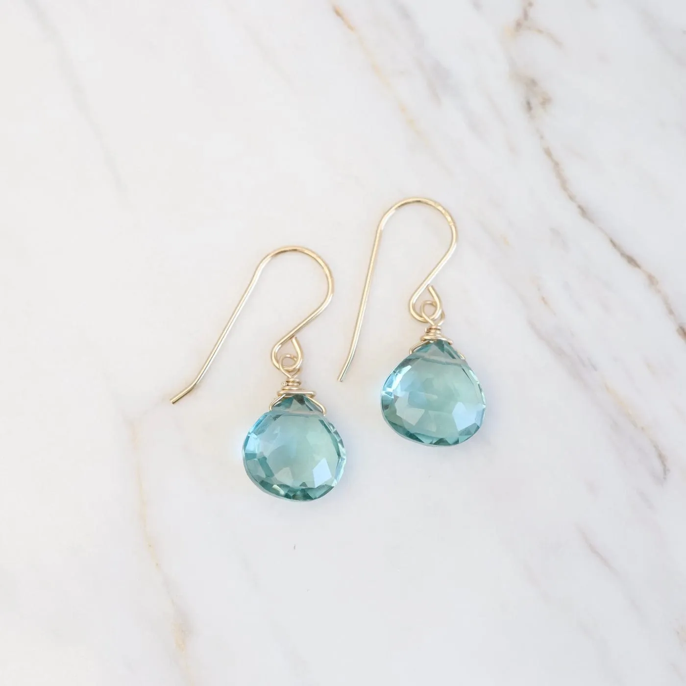 Gold Filled 10mm Blue Topaz Drop Earring