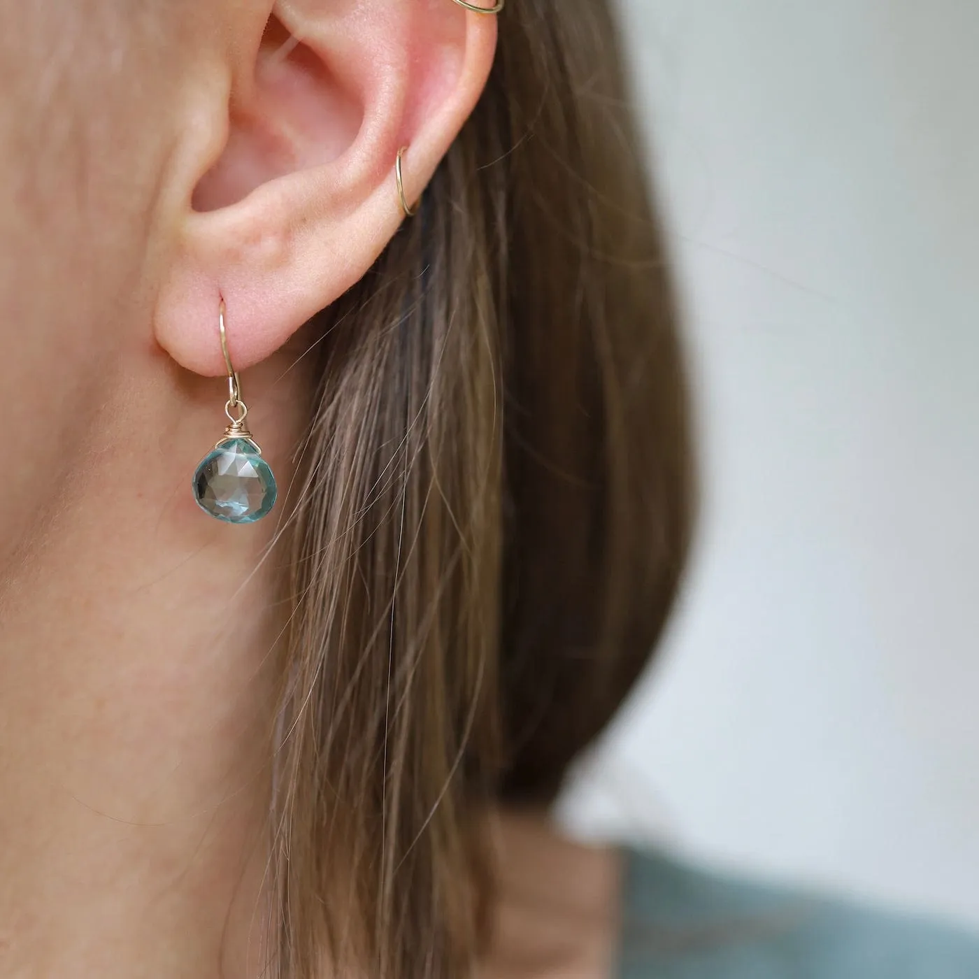 Gold Filled 10mm Blue Topaz Drop Earring